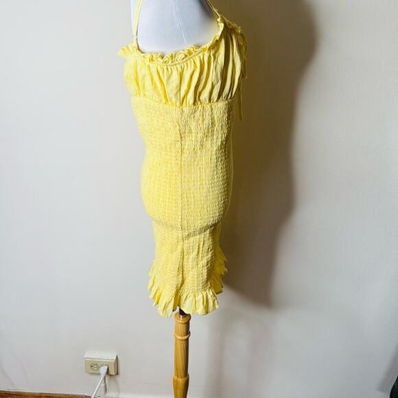 Revamped Yellow Smocked Ruffled Mini Sundress - Picture 5 of 7